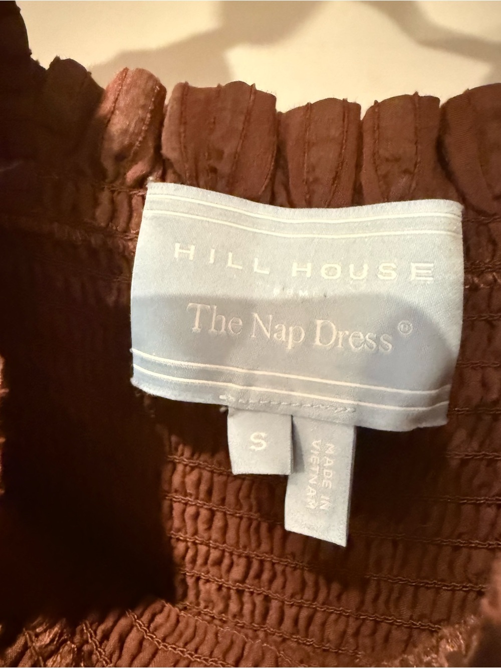 Ellie Nap Dress in Brown Chocoate Tonal Seersucker Size S - Picture 3 of 3